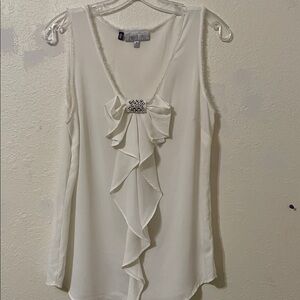 Jennifer Lopez White Ruffle Blouse